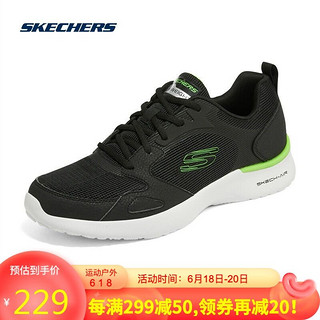 SKECHERS 斯凯奇 男子拼接撞色绑带运动鞋跑步休闲鞋232292 BKLM黑色/柠檬色 41