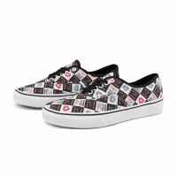 VANS 范斯 官方 Authentic黑色棋盘格满身印花男女帆布鞋