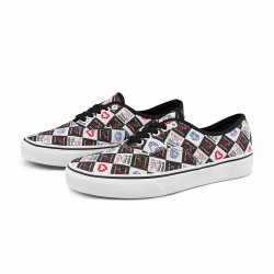 VANS 范斯 官方 Authentic黑色棋盘格满身印花男女帆布鞋