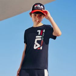 斐乐男童装_fila 斐乐 男中大童夏季男童大logo上衣儿童短袖t恤多少钱