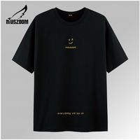Muszoom夏季重磅纯棉圆领短袖t恤男潮ins个性简约印花情侣打底衫