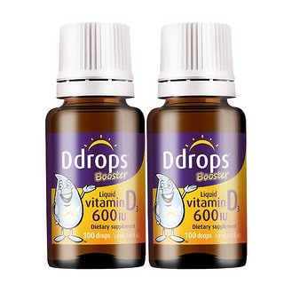 Ddrops 维生素d3滴剂促钙吸收drops维生素钙搭档婴儿童组合套装 旗舰版 2.8ml 600IU*2