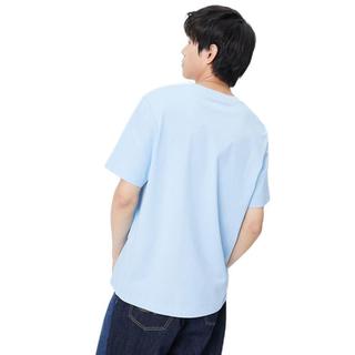 JACK&JONES 杰克琼斯 男女款圆领短袖T恤 222101119 牛奶蓝 S