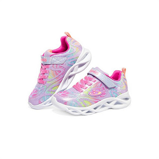 SKECHERS 斯凯奇 LIGHTED系列 TWISTY BRIGHTS 女童休闲运动鞋 302305L/LVMT 薰衣草色/多彩色 36码