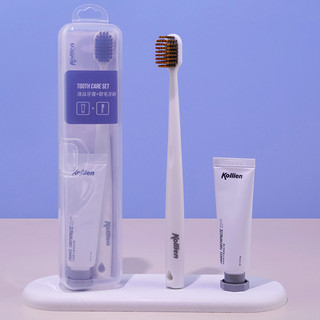 KOLLIEN 科砾霖 牙刷牙膏便携旅行套装白色宽头软毛牙刷+旅行牙膏1支×1盒
