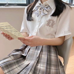 神仙club 红白皇后 JK制服 西式制服 女士尖领短袖衬衫 银色