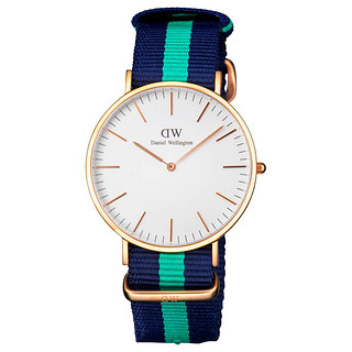 Daniel Wellington DW 彩色帆布尼龙表带 男士石英腕表 0105DW 40mm