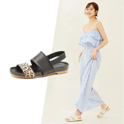 Clarks 其乐 女鞋夏季Pure Strap简约拼色平底一字带时装凉鞋女
