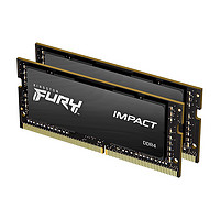 Kingston 金士顿 FURY 64GB(32G×2)套装 DDR4 3200 笔记本内存条 Impact风暴系列 骇客神条