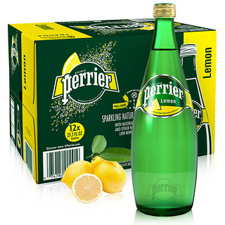 perrier 巴黎水 充气天然矿泉水 柠檬味 750ml*12瓶