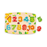 Hape 手抓板动物数字字母拼图积木制 2-3-4周岁儿童益智力开发玩具