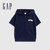 Gap 盖璞 男女幼童LOGO宽松法式圈织软卫衣402614夏季童装连帽衫短袖T恤