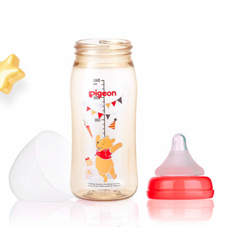 Pigeon 贝亲 Disney自然实感系列 AA163 PPSU彩绘奶瓶 240ml 维尼派对 L码 6月+