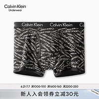 Calvin Klein CK内衣男士字母满印舒适弹力贴身平角内裤NP1998O 8SG-黑底白色字母 L