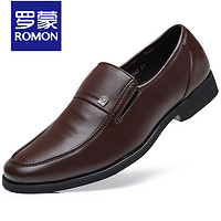 ROMON 罗蒙 2022春夏新款时尚休闲绅士套脚男皮鞋 棕色 38
