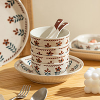 摩登主妇 碗碟套装家用小花碗盘套装日式碗筷盘子组合陶瓷餐具套装