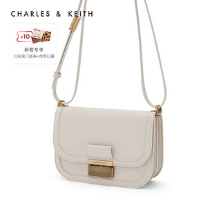 CHARLES & KEITH CHARLES＆KEITH复古风CK2-80781599-1女士金属手提简约单肩豆腐包 Ivory象牙色