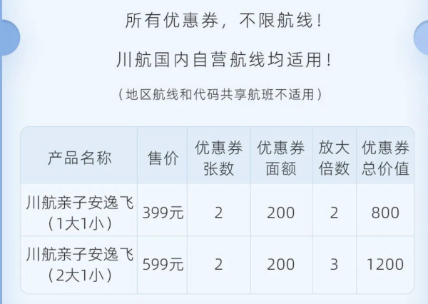 四川航空 99元购天府安逸飞