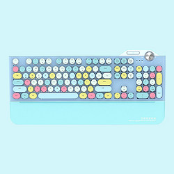 GEEZER G7青轴机械键盘发光无线蓝牙有线三模连接适用于苹果华为平板 淡雅蓝混彩