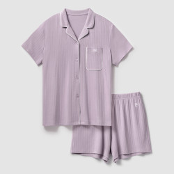 Bananain 蕉内 情侣睡衣311S女士短袖两件套春夏薄款开衫V领家居服套装