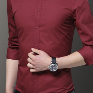 ROMON 罗蒙 男士长袖衬衫套装 5618 2件装(黑色+酒红) XL