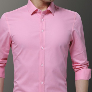 ROMON 罗蒙 男士长袖衬衫套装 5618 2件装(酒红+粉色) L