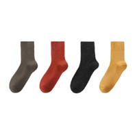 拾袜记 女士中筒袜套装 N1191 4条装(咖啡+砖红+黑色+姜黄)