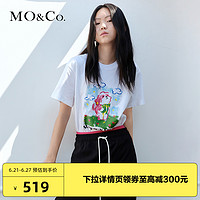 MOCO2022夏新彩绘小狗印花白色日系短袖t恤 女 MBB2TEET12 摩安珂
