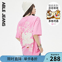 ABLE JEANS 欧帛牛仔 2022春季新品奇奇蒂蒂系列女士宽松圆领短袖T恤981149