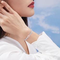 ZHOU LIU FU 周六福 珠宝 繁花似锦系列 女款黄金转运珠 桃花小金珠3D硬金手工编绳转运珠手绳 蓝绳款