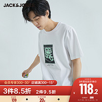 杰克琼斯 JackJones杰克琼斯outlets男装夏季纯棉舒适款潮流男字母短袖T恤