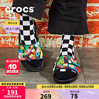 crocs 卡骆驰 2022年夏季新款男鞋女鞋经典极光炫彩凉拖鞋207557 黑/彩色-0C4 37/38(230mm)