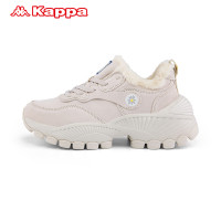Kappa 卡帕 雪绒花串标复古跑鞋女运动鞋厚底老爹鞋加绒熊猫鞋