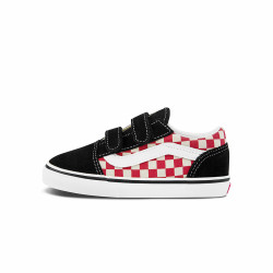 vans范斯官方小童红白棋盘格魔术贴男童女童低帮板鞋