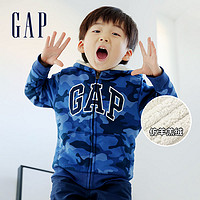 Gap 盖璞 男女幼童LOGO仿羊羔绒运动卫衣 夏季童装加绒加厚连帽外套