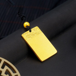 老凤祥 老凤凰黄金无事牌男女款足金999本命年平安无事牌吊牌男士项链