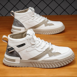 限尺码firs杉杉春秋新款男士休闲鞋革面板鞋轻便运动鞋高帮小白鞋男