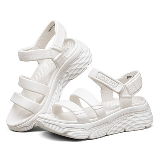 Skechers斯凯奇凉鞋女厚底魔术贴轻便时尚休闲透气涉水鞋111126 BKW黑色/白色 37  WHT白色 39