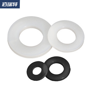 佰瑞特 尼龙垫片螺丝圆形绝缘平垫塑料/橡胶垫圈 白色4*10*1.0 (100个)