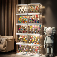 星优盲盒收纳展示架泡泡玛特展示盒亚克力透明防尘盒子手办展示柜 透明白-常规款-单个装