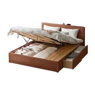 YESWOOD 源氏木语 Seattle/西雅图系列 H90B59 全实木储物箱体床 胡桃色 120*200cm 两抽高铺款