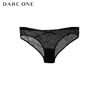 DARE ONE 女士三角裤蕾丝网纱性感透明低腰镂空 墨黑(内裤属于私人物品，不支持退换) 160