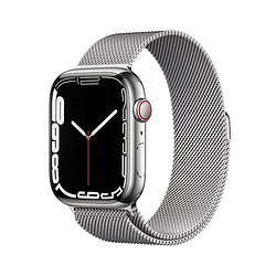 Apple 苹果 Watch Series 7 智能手表GPS   蜂窝款45毫米银色不锈钢表壳银色米兰尼斯表带MKJW3CH/A