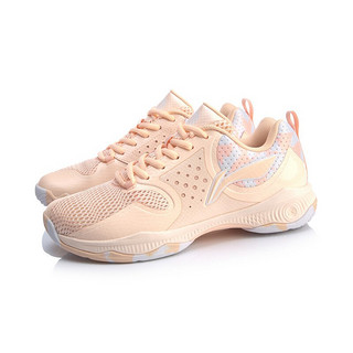 LI-NING 李宁 战戟TD 女子羽毛球鞋 AYTQ012-2 荧光橘粉/标准白 37.5