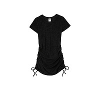 VICTORIA'S SECRET 维密 维多利亚的秘密  PINK圆领系带抽褶修身柔软舒适连衣裙 3XZR黑色 11205229 S