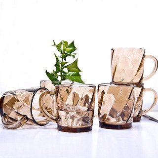 Scybe 喜碧 彩色玻璃杯水杯班吉把手杯创意杯子耐热泡花茶杯咖啡杯  暗金色250ml