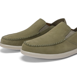 Clarks 其乐 布雷顿系列 男士低帮休闲皮鞋 261658447 橄榄绿 42.5