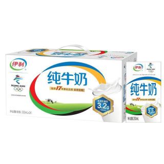 yili 伊利 纯牛奶 250ml*24盒/箱 全脂营养早餐伴侣 优质乳蛋白 整箱