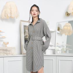 ONLY 时尚复古格子收腰短款连衣裙女