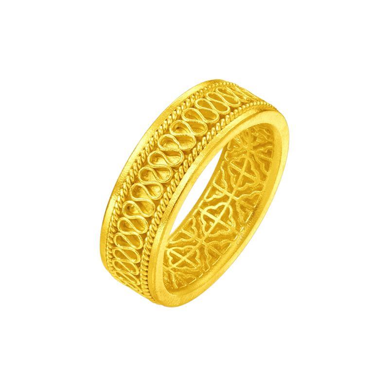 CHOW TAI FOOK 周大福传承系列F227661 女士福满连年足金戒指15号8.25g